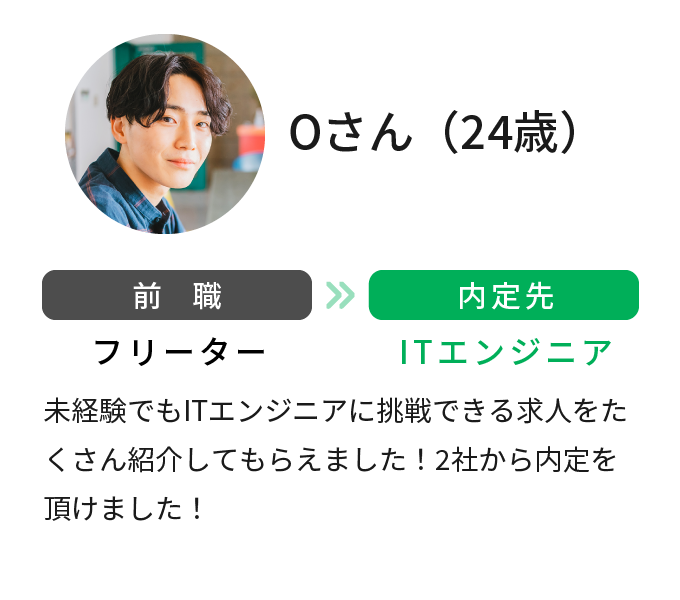 フリーターからITエンジニアに。24歳男性